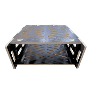 4RU Sleeve for OV-RM-STACK-16RU, black 12mm ply with CNC-cut pattern for ventilation and weight reduction