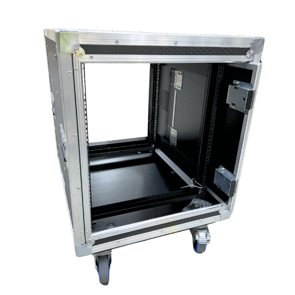 12RU Anti-Vibration 19" Rack Mount Case - two slide-away doors open