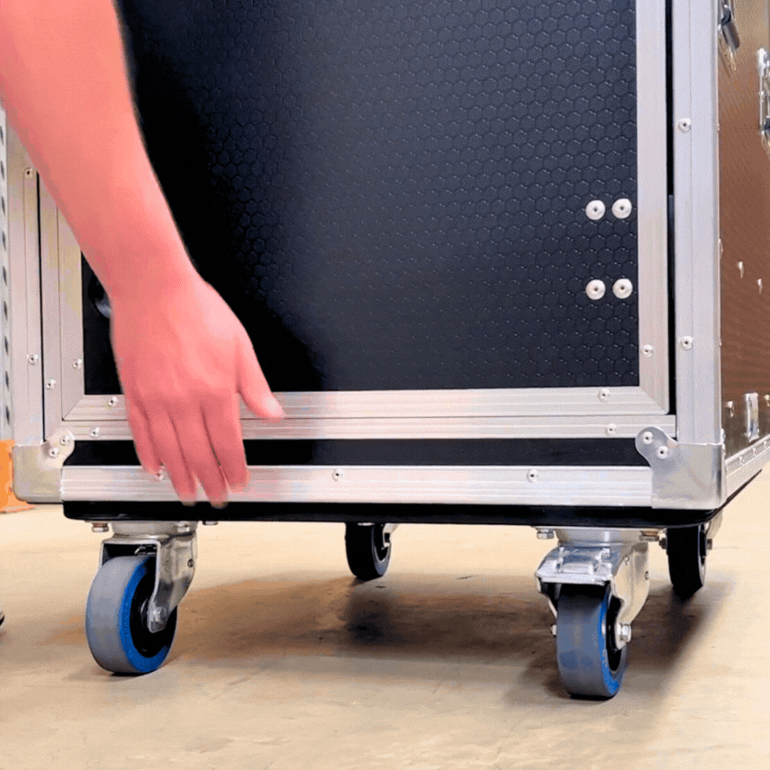 Ovation Anti-Vibration Slam Racks self-centring castor wheels