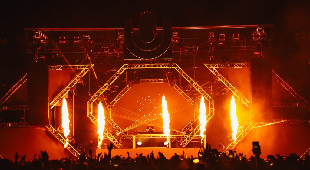 Ultra Australia Gold Coast festival stage featuring Global Truss F34, designed by Rednoir, managed by Gig Control, built by IJS Productions