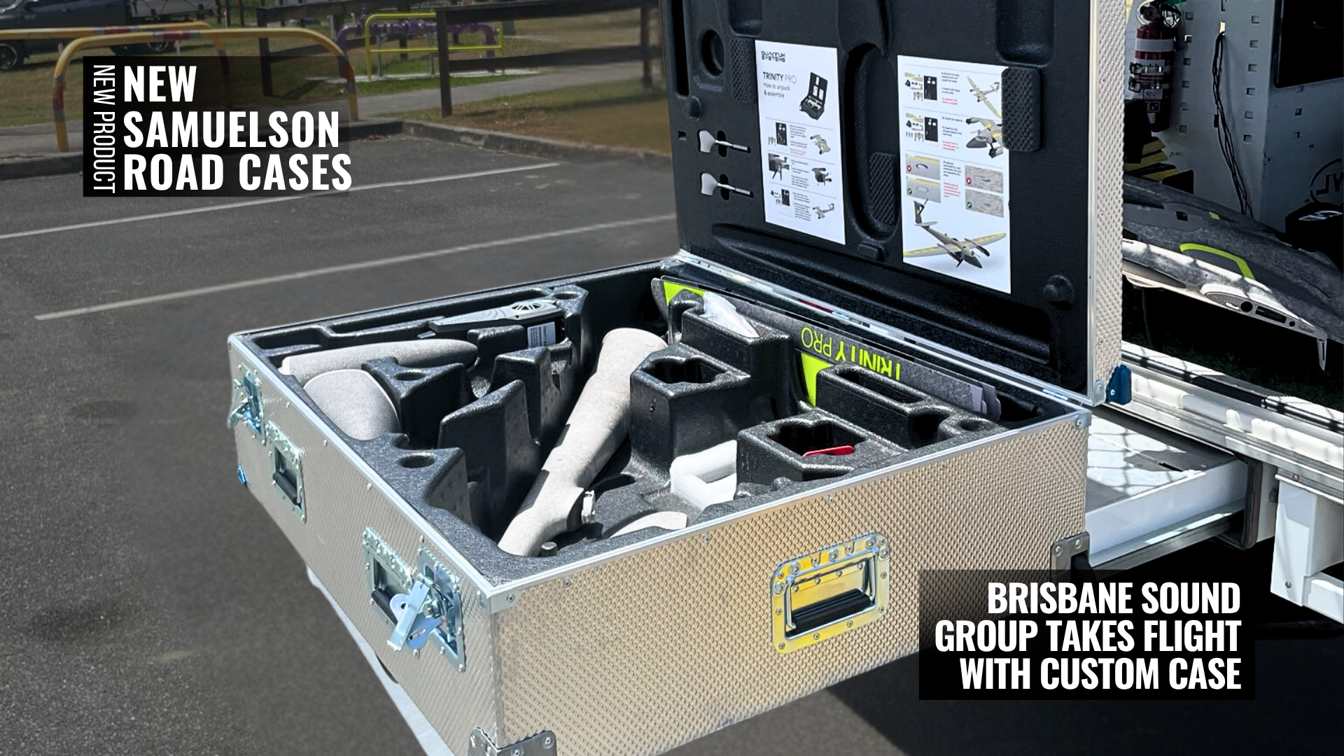 Samuelson Welded Aluminium Road Case purpose built for Drone.