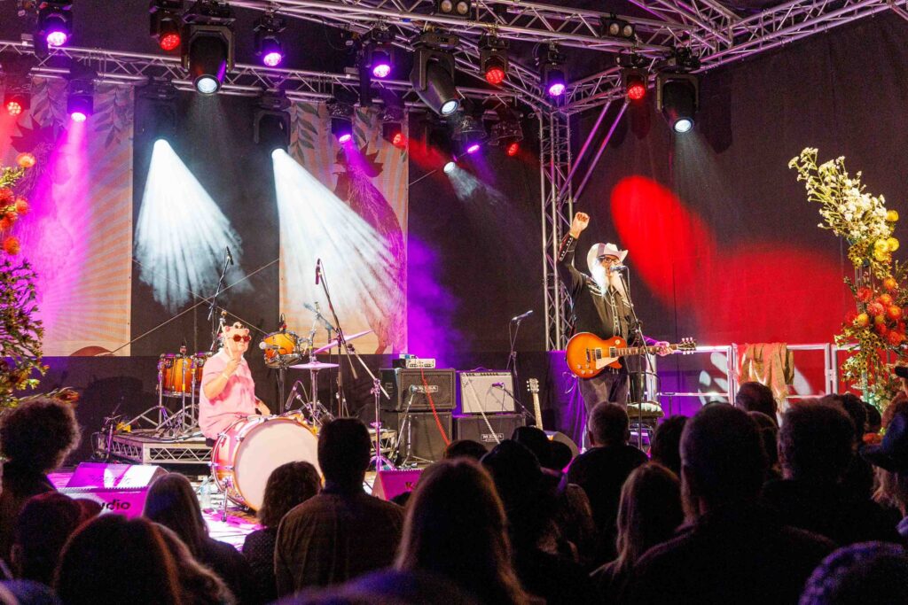 R-Series Productions setup featuring DQ's Global Truss Arc Roof Structure at Dashville Skyline Festival.