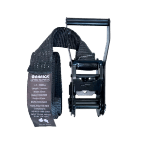 Black endless ratchet strap for heavy-duty rigging and load restraint