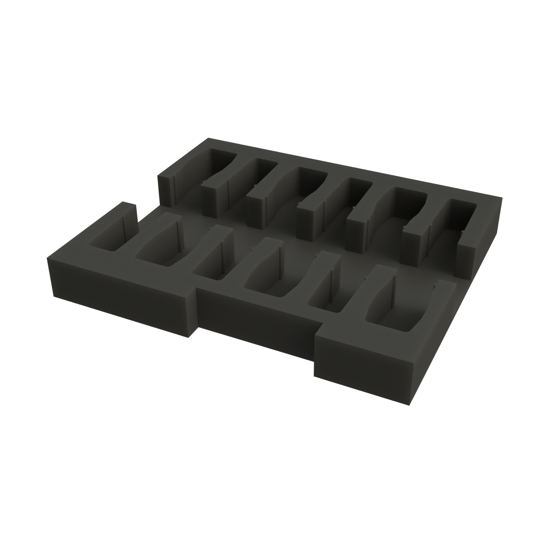 Ovation CNC foam insert holding 6 Sennheiser wireless handheld microphones inside ES-AC-RD2UB-LR case