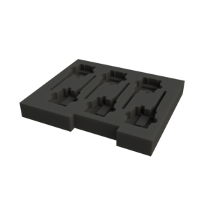 Ovation CNC Insert holding 6 Sennheiser beltpack units inside ES-AC-RD2UB-LR case