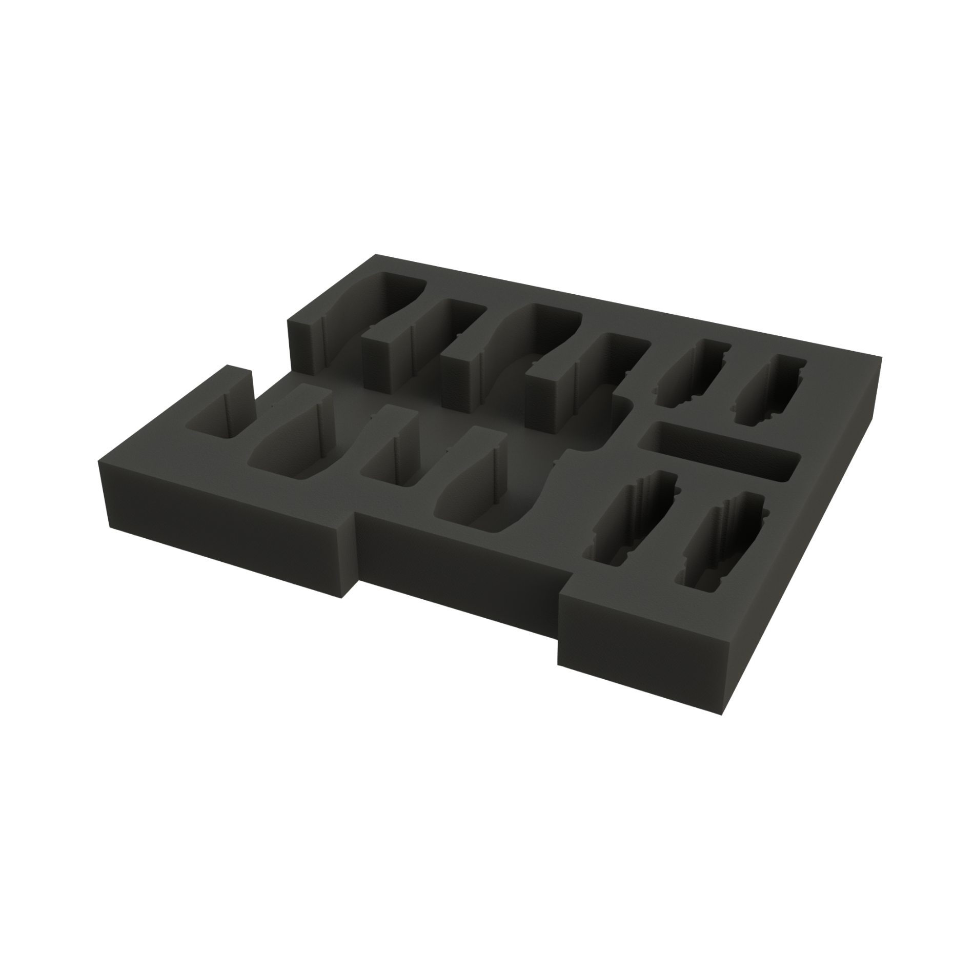 Ovation CNC foam insert holding 4 Shure wireless microphones and 4 beltpacks in ES-AC-RD2UB-LR case