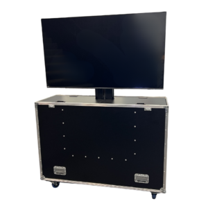 TV screen lift case 60–65 inch in use with display fully raised