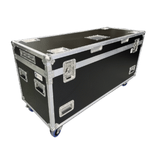 Ovation Mother Trucker 1500mm foam lined road case with 12mm black Hex ply, castors and Penn Elcom hardware