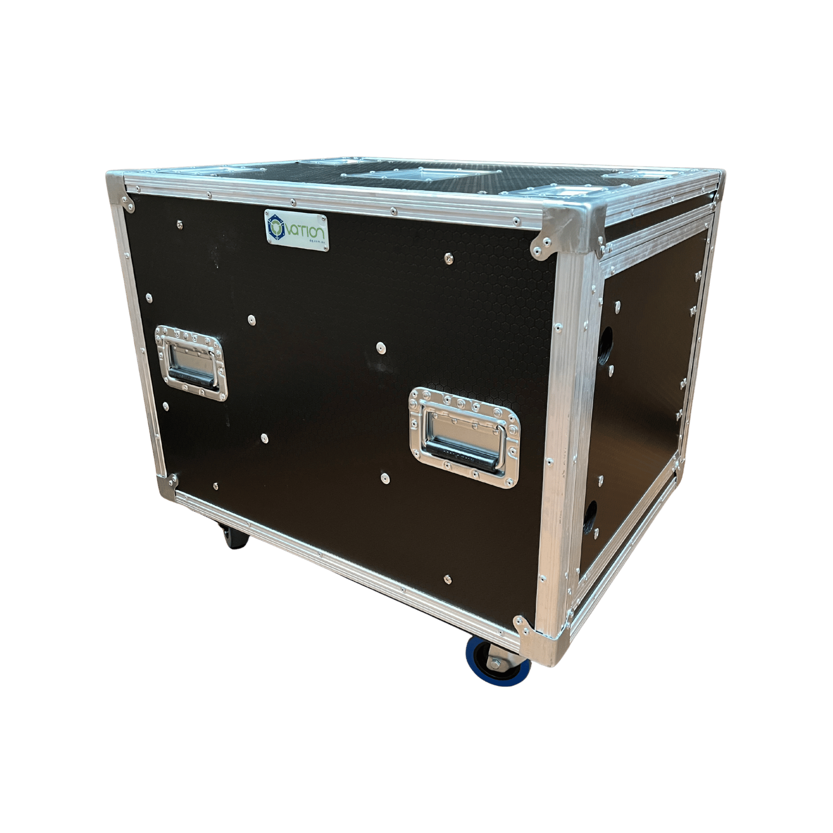 Ovation 10RU anti-vibration 19 inch rack mount case with recessed handles and castors