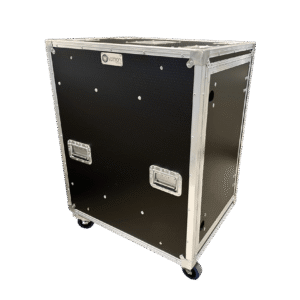 Ovation 18RU anti-vibration 19 inch rack mount case with recessed handles, castors and stacking castor dishes