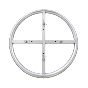 Global Truss F34/F44 1m aluminium top ring with cross-brace and connection pins for festoon lighting installations.
