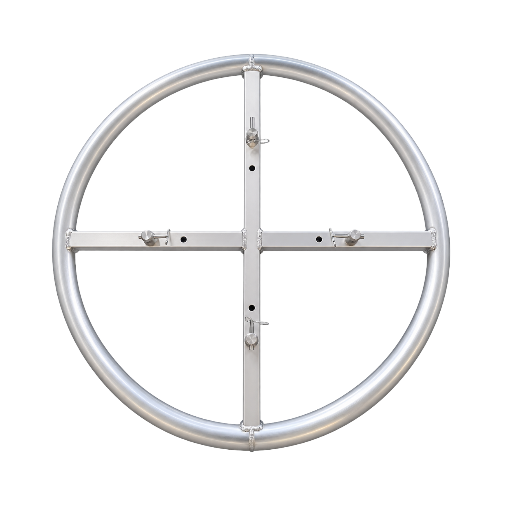 Global Truss F34/F44 1m aluminium top ring with cross-brace and connection pins for festoon lighting installations.